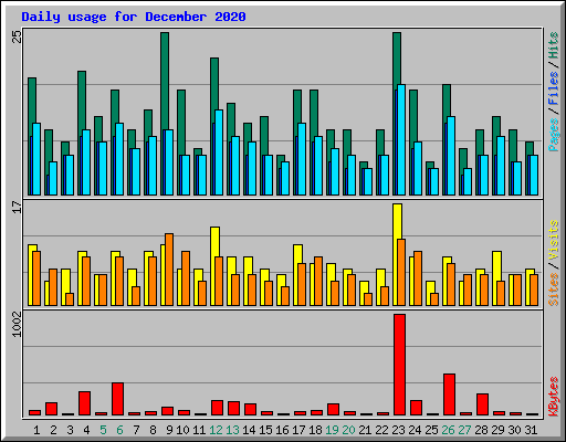 Daily usage for December 2020