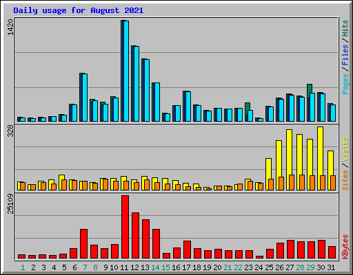 Daily usage for August 2021