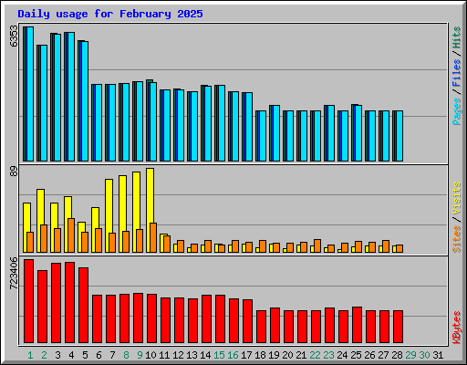 Daily usage for February 2025