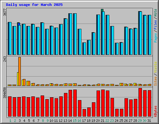 Daily usage for March 2025
