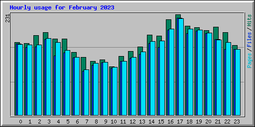 Hourly usage for February 2023
